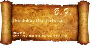 Bendekovits Fulvia névjegykártya